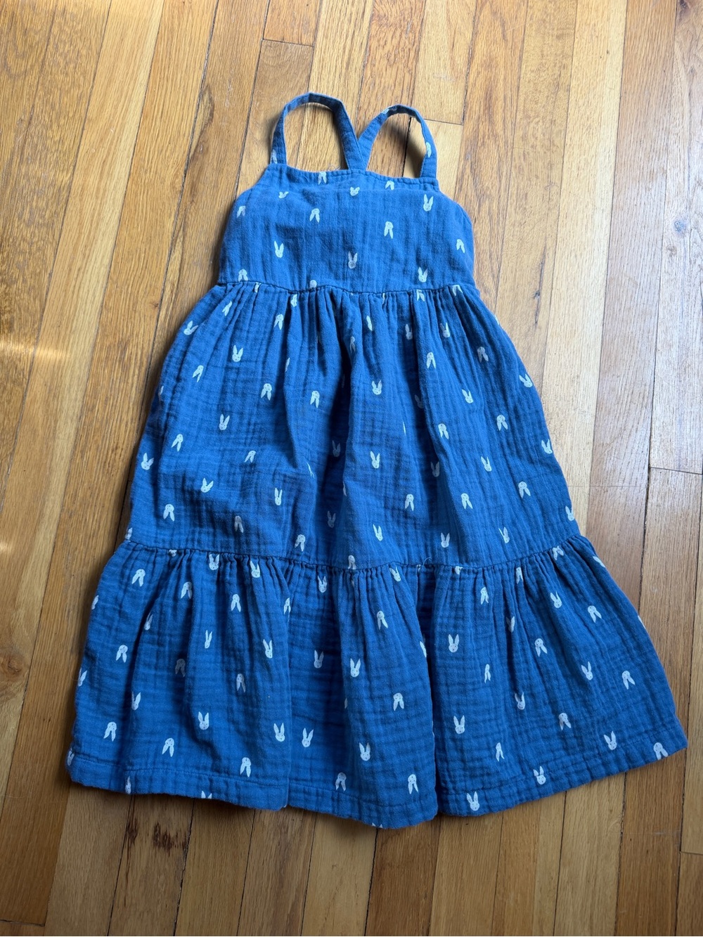 Hanna Andersson blue and white rabbit print dress